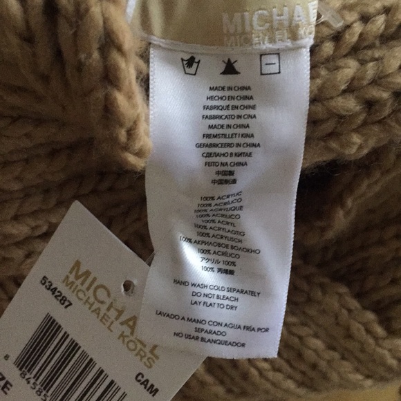 NWT MICHAEL KORS STRETCH CAMEL CHUNKY KNIT SCARF SNOOD INFINITY SCARF NEUTRAL OS - Picture 7 of 9